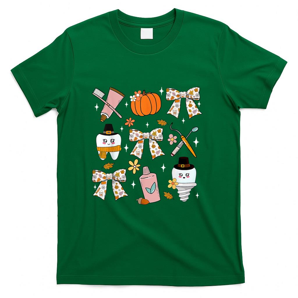Coquette Bow Dental Squad Fall Autumn Dentist Assistant T-Shirt