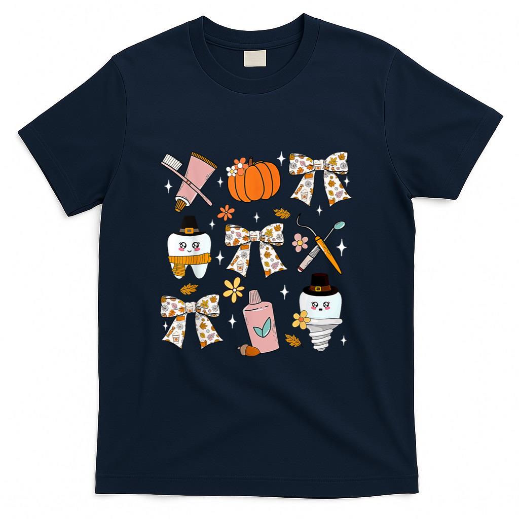 Coquette Bow Dental Squad Fall Autumn Dentist Assistant T-Shirt