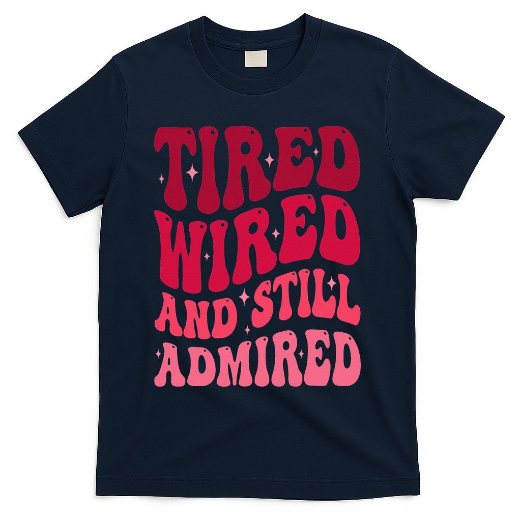 Tired Wired And Still Admired Mothers Day Mom Quote Funny T-Shirt