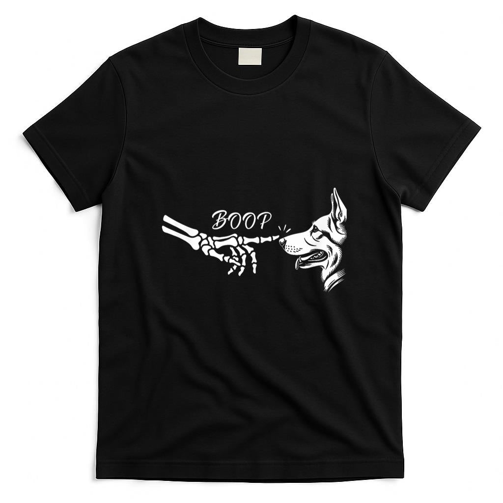 Pet Mom Halloween Shirt - German Shepherd Skeleton Hand Boop Halloween Pet Women Girls T-Shirt