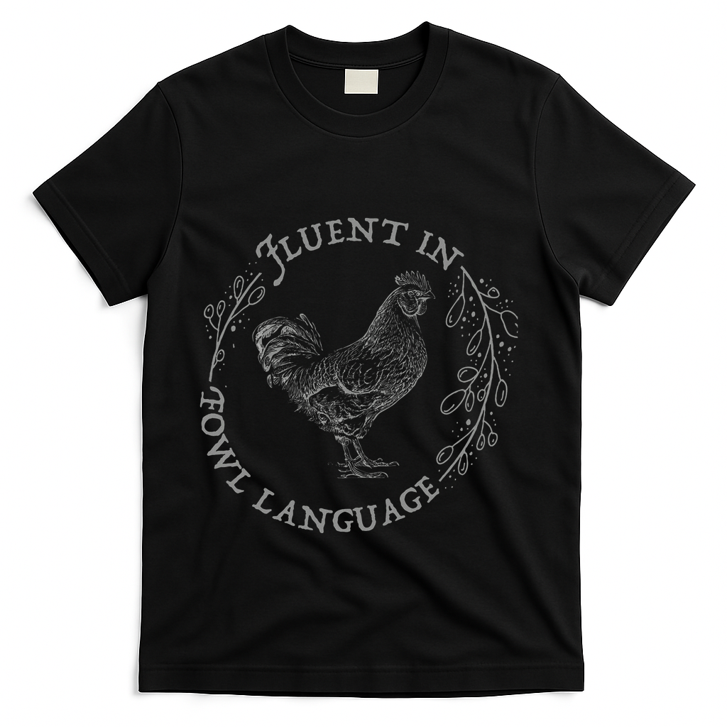 Funny Chicken Fluent In Fowl Language Retro Style T-Shirt