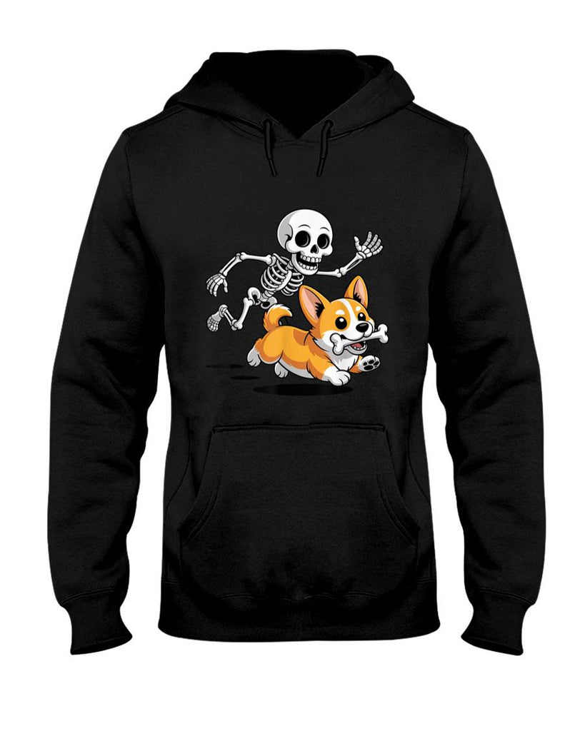 Pet Mom Halloween Shirt - Funny Skeleton Chasing Corgi Halloween Dog Mom Pet Lover T-Shirt_4
