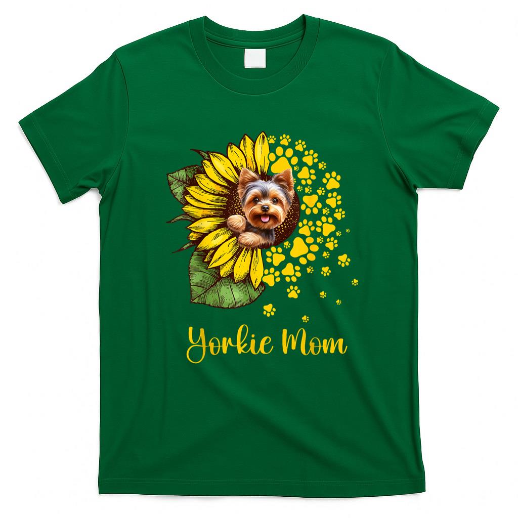 Pet Mom Halloween Shirt - Womens Sunflower Yorkie Mom Dog Lover T-Shirt