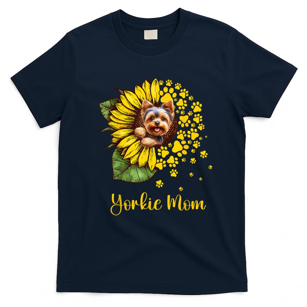 Pet Mom Halloween Shirt - Womens Sunflower Yorkie Mom Dog Lover T-Shirt