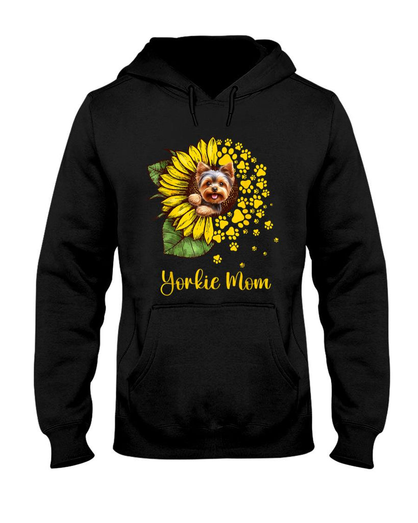 Pet Mom Halloween Shirt - Womens Sunflower Yorkie Mom Dog Lover T-Shirt