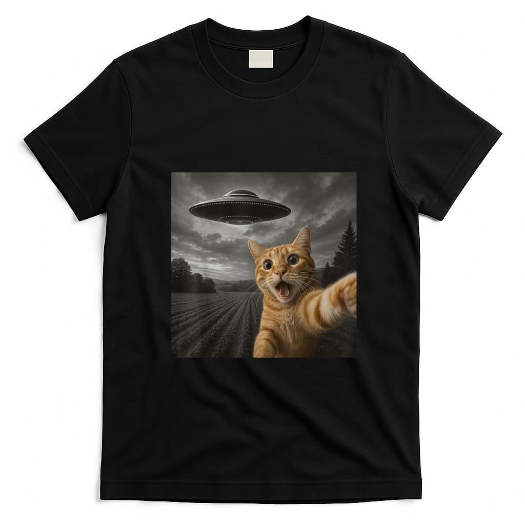 Funny Tees - Cat Selfie With Alien UFO Funny Cat Gifts For Men Women Kid T-Shirt_1