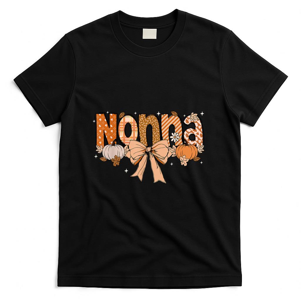 Nonna Pumpkin Fall Coquette Bow Thanksgiving Mom Women T-Shirt