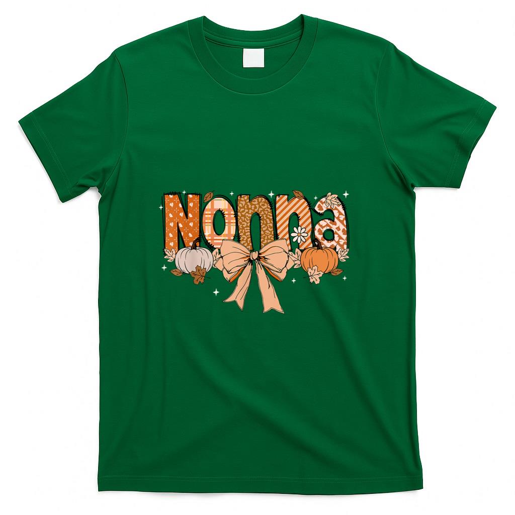 Nonna Pumpkin Fall Coquette Bow Thanksgiving Mom Women T-Shirt