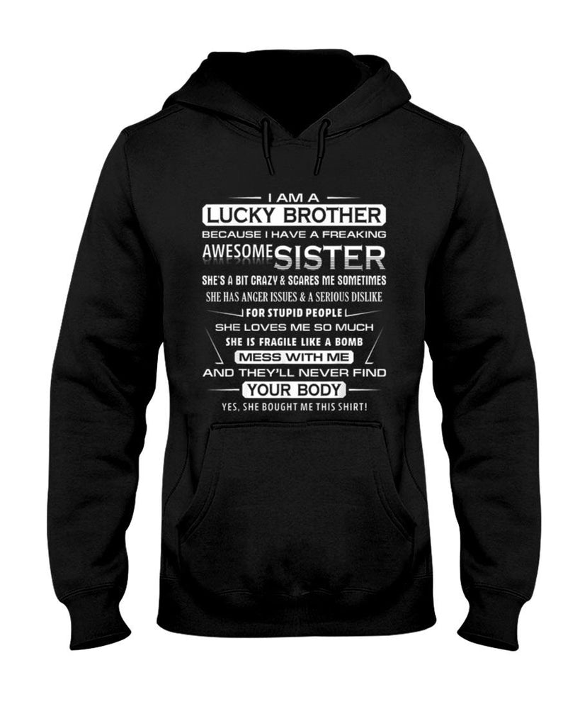Christmas Funny For Brother From Sister I Am A Lucky Brother T-Shirt