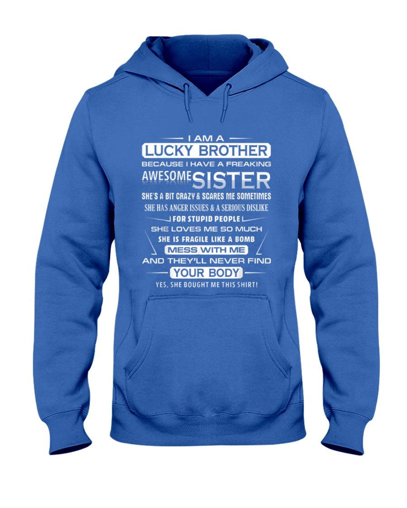 Christmas Funny For Brother From Sister I Am A Lucky Brother T-Shirt