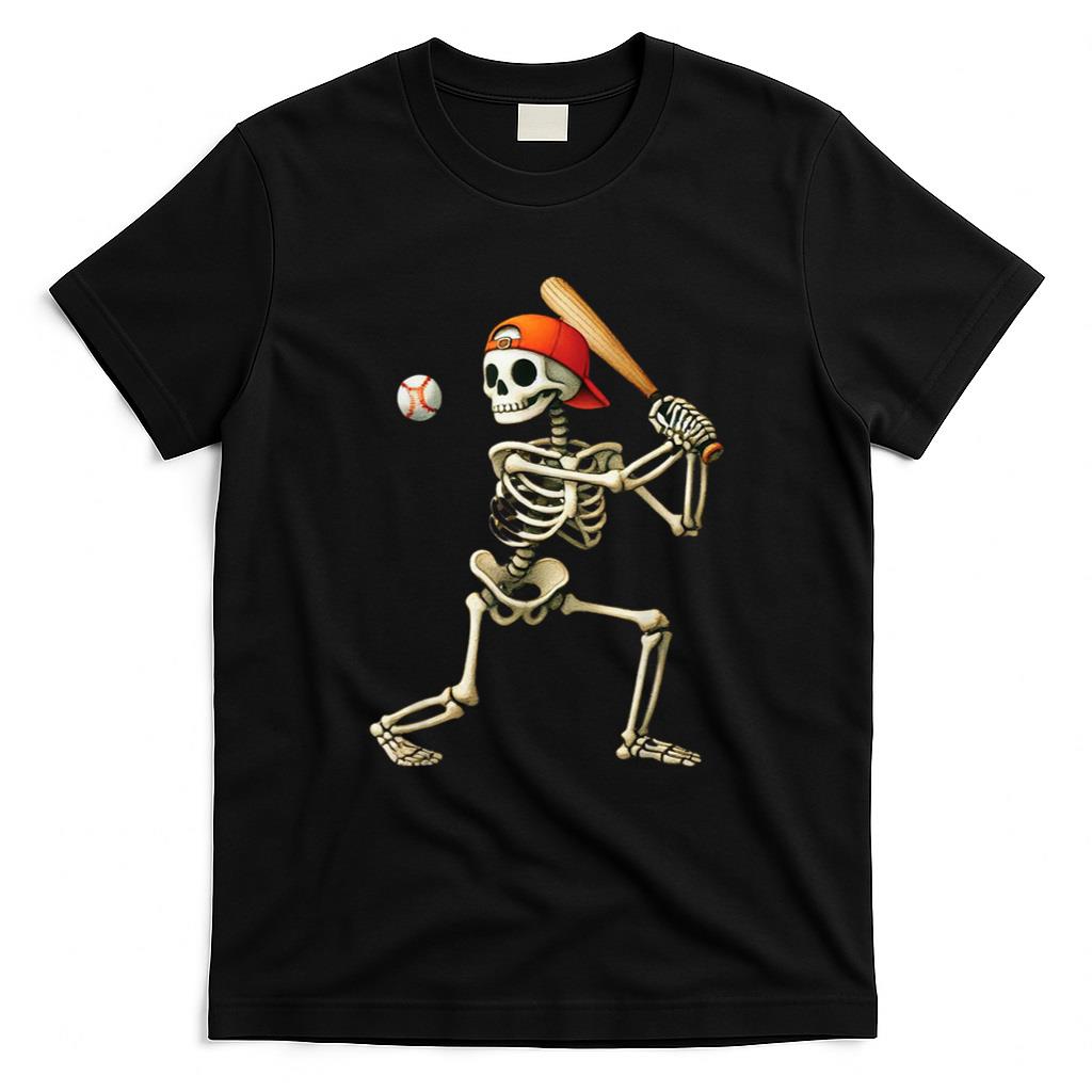 Halloween Shirt - Skeleton Baseball Halloween Costume Funny Men Boys Kids Tee T-Shirt