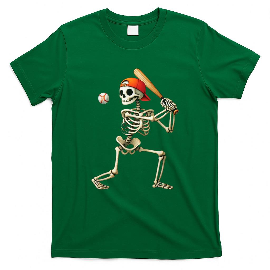Halloween Shirt - Skeleton Baseball Halloween Costume Funny Men Boys Kids Tee T-Shirt