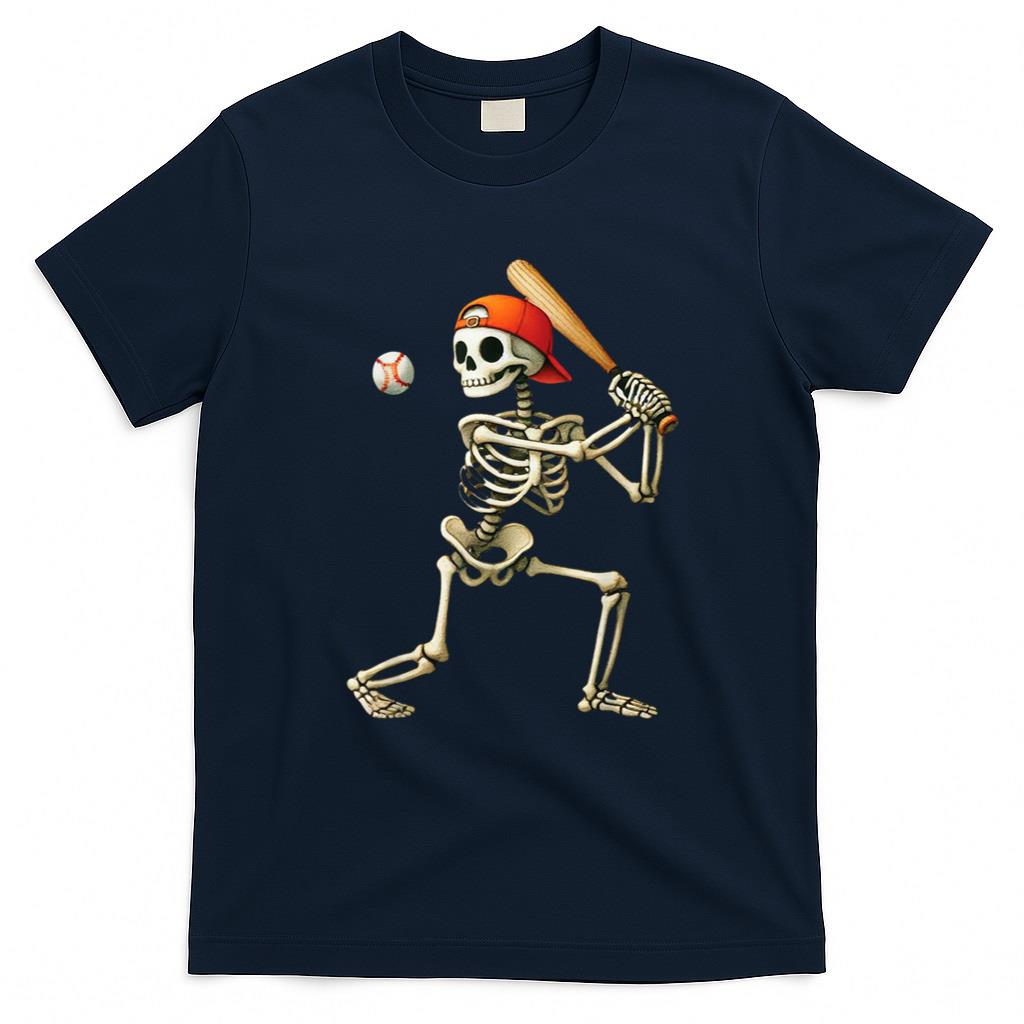Halloween Shirt - Skeleton Baseball Halloween Costume Funny Men Boys Kids Tee T-Shirt
