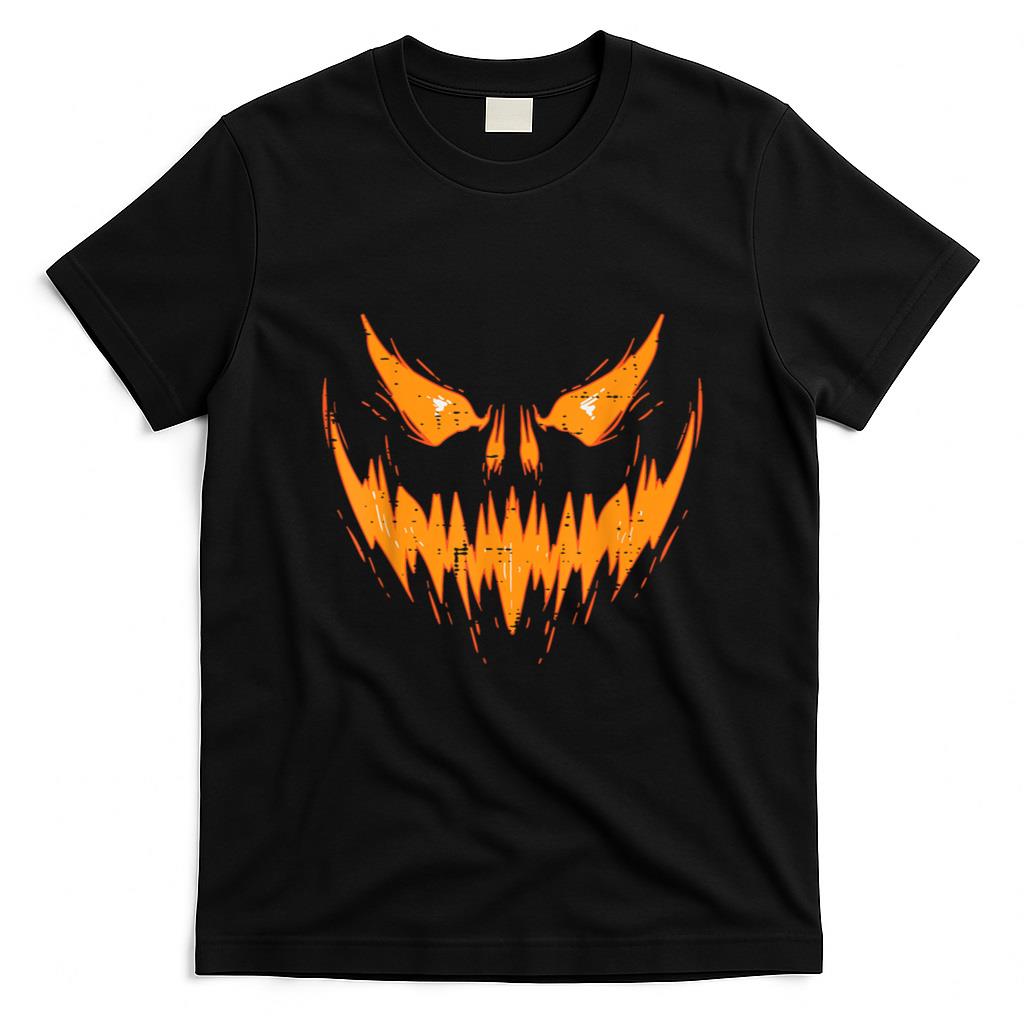 Halloween Shirt - Scary Spooky Jack O Lantern Face Pumpkin Halloween Men Boys T-Shirt