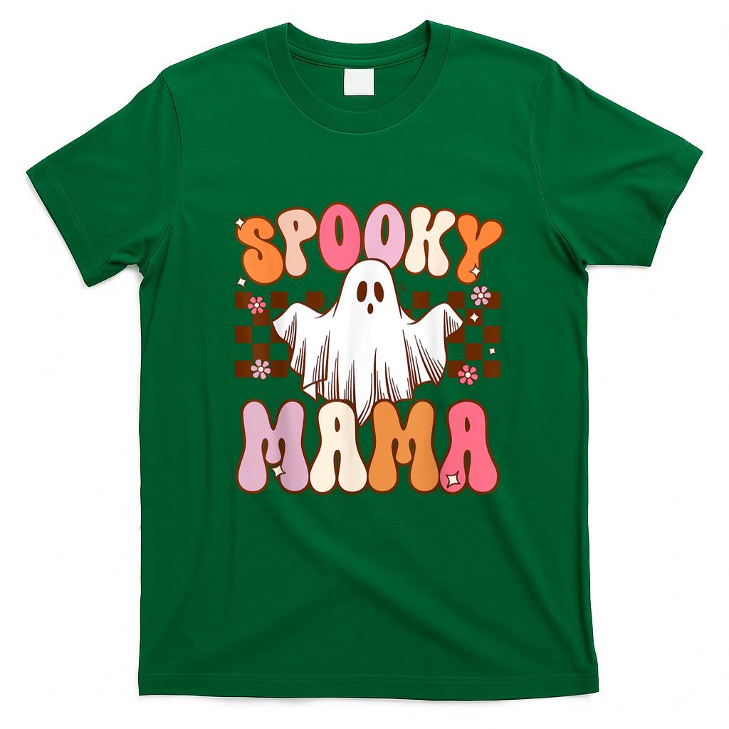 Pet Mom Halloween Shirt - Spooky Mama Halloween Mom Ghost Costume Retro Groovy T-Shirt