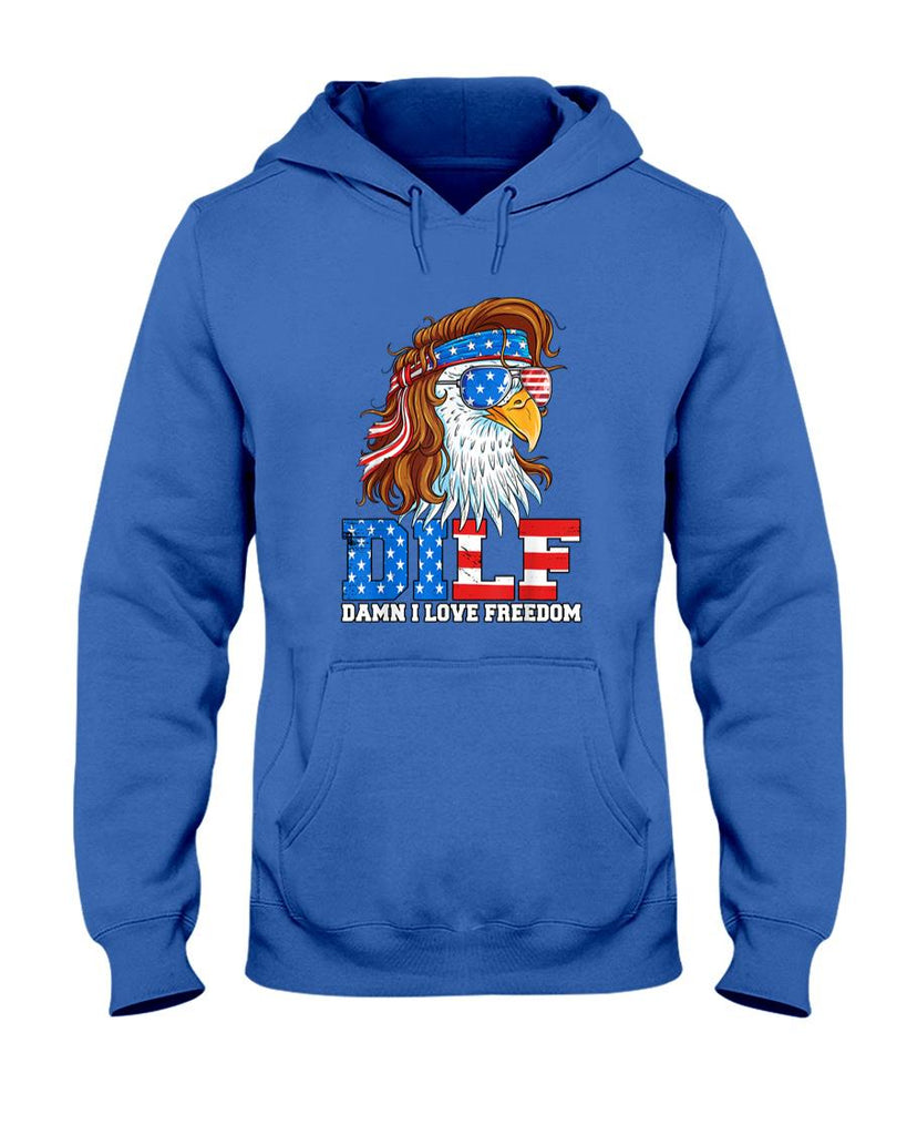 Funny Tees - DILF Damn I Love Freedom Eagle Funny Patriotic 4th Of July T-Shirt