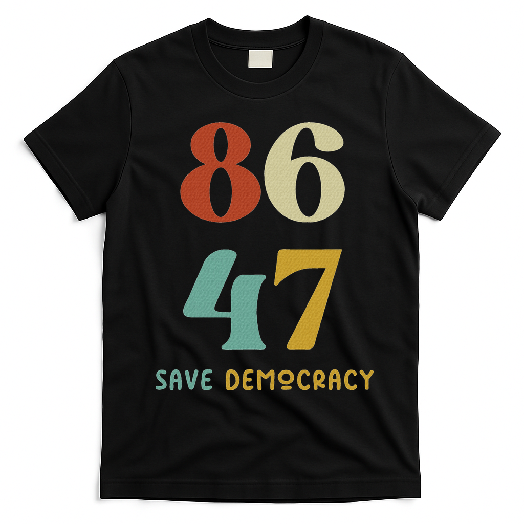 86 47 Save Democracy Anti Trump Political Protest T-Shirt - Black