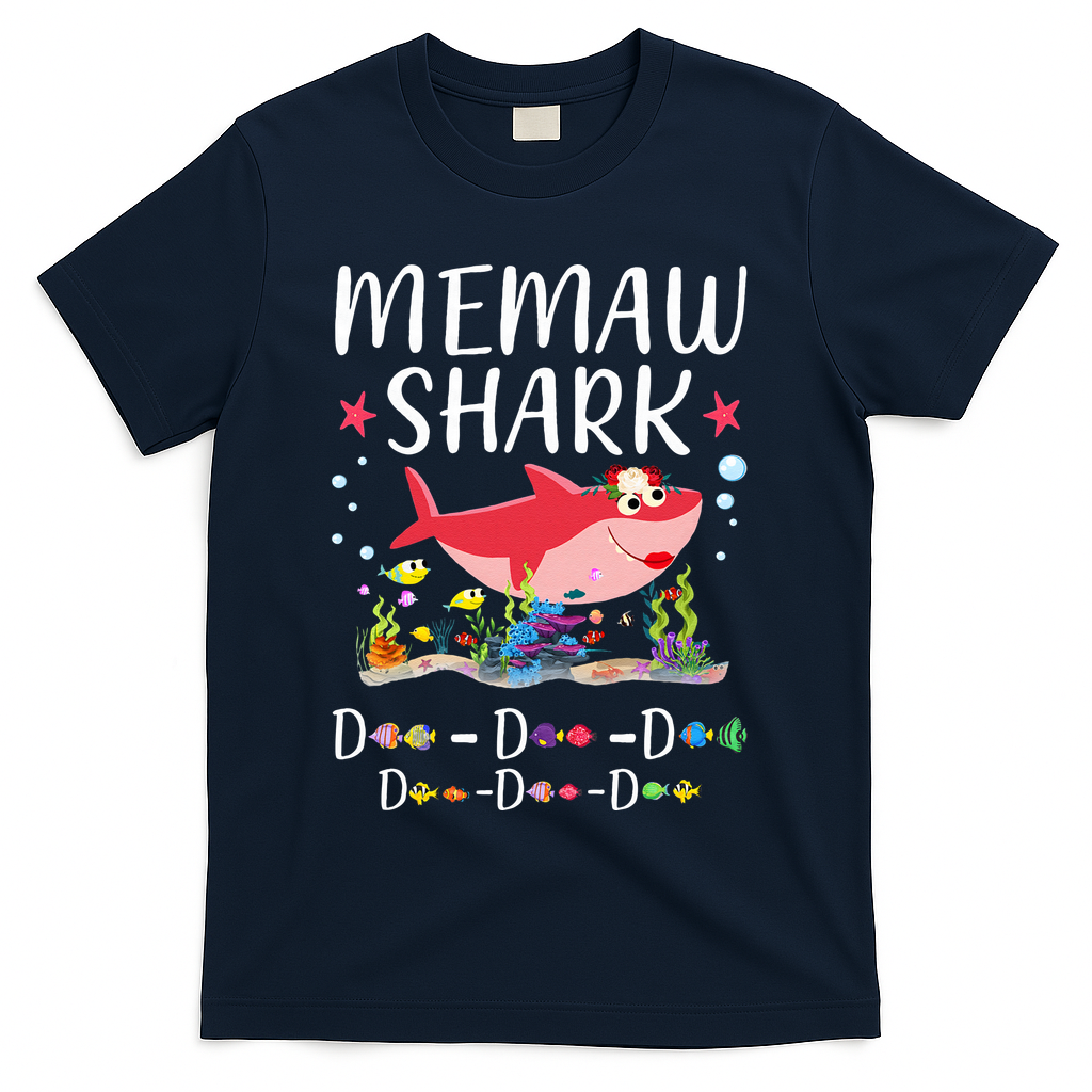 Memaw Shark, Funny Mother's Day Floral Gift T-Shirt