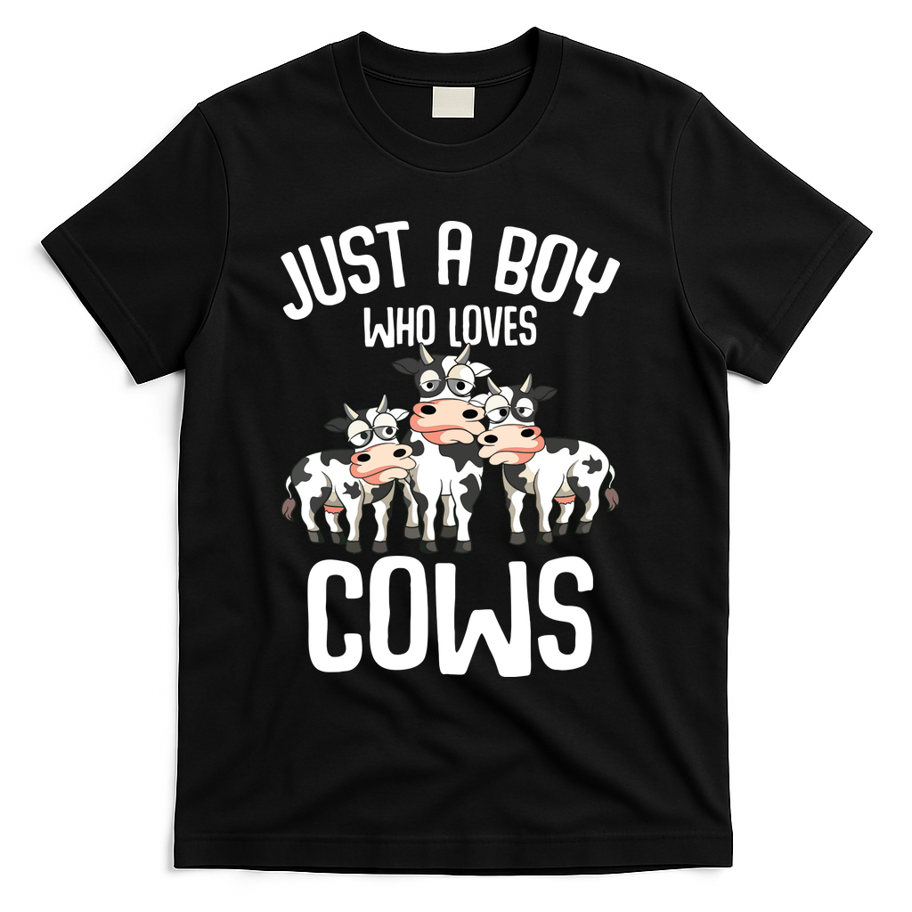 Just A Boy Who Loves Cows Farmers Cow Kids T-Shirt
