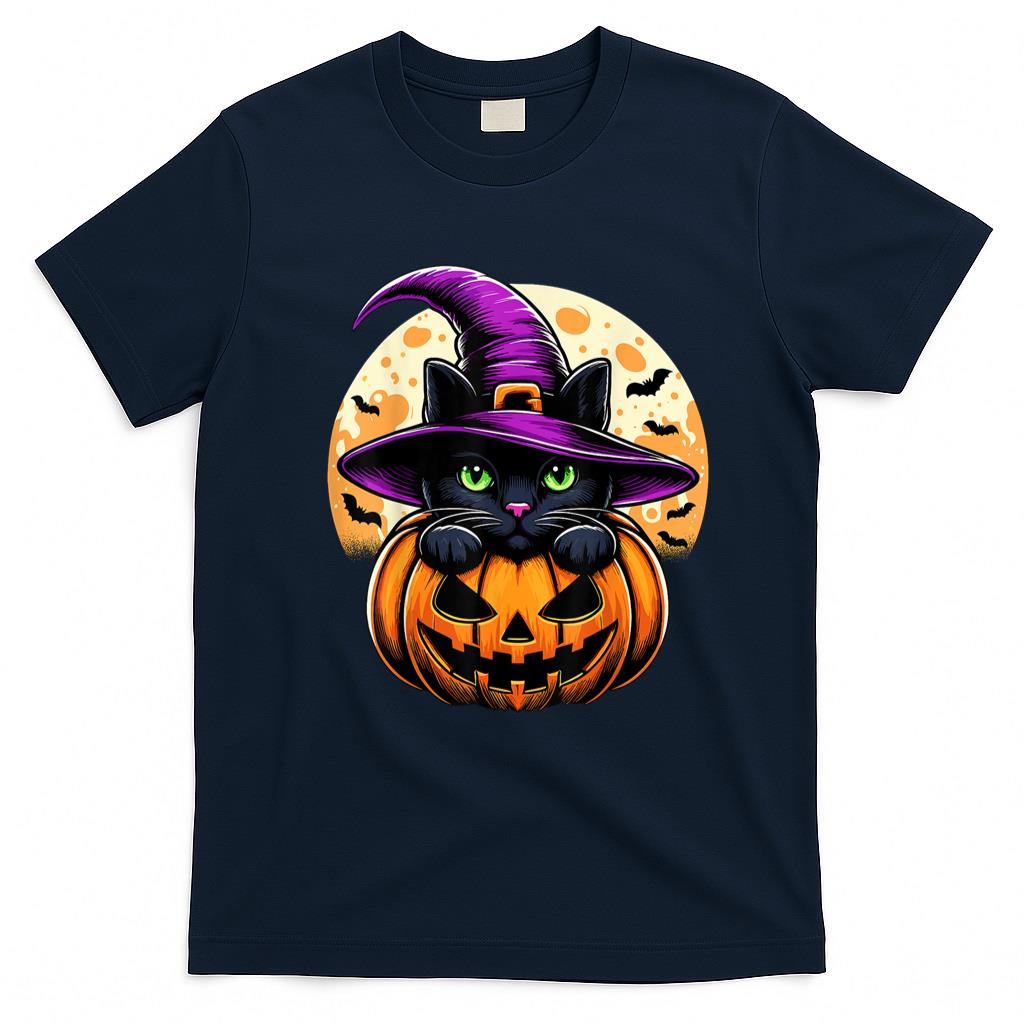 Pet Mom Halloween Shirt - Cat Halloween Pumpkin Black Cat T-Shirt