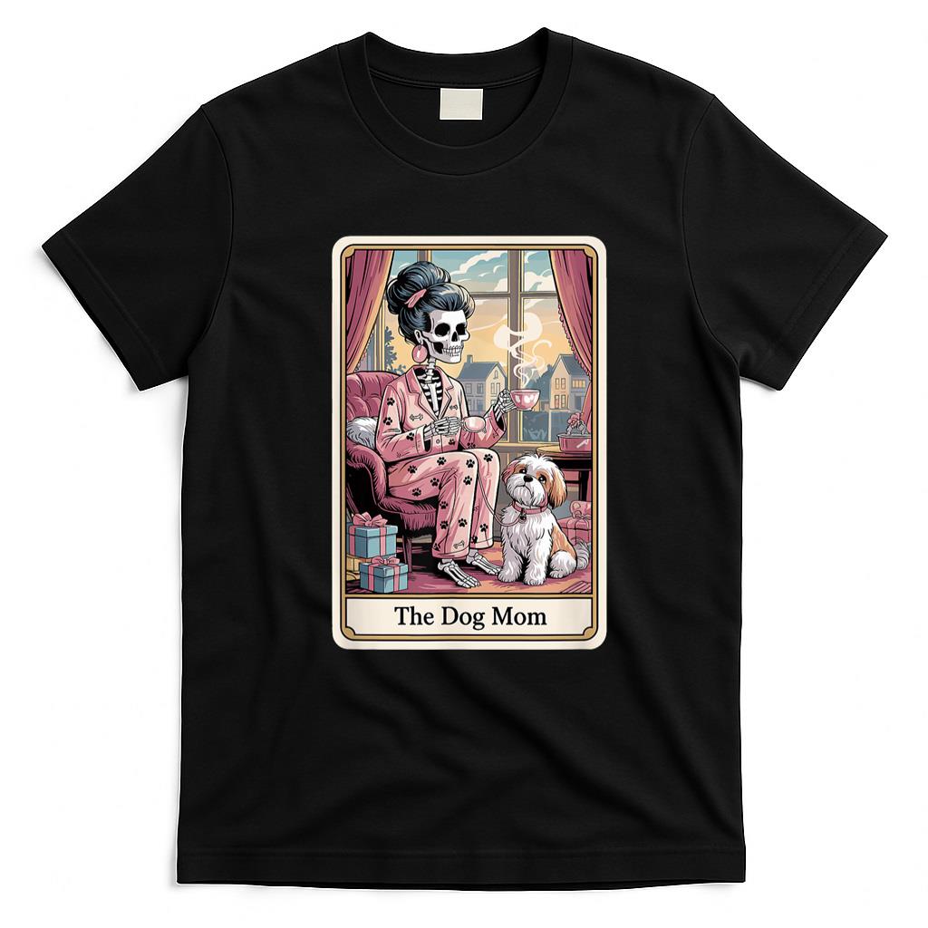 Pet Mom Halloween Shirt - The Dog Mom Skeleton Tarot Card Funny Pet Lover Men Women Kids T-Shirt