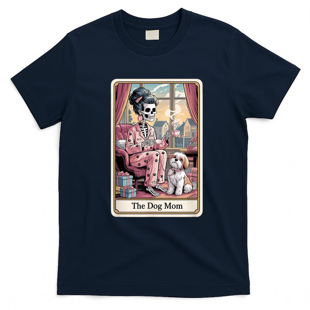 Pet Mom Halloween Shirt - The Dog Mom Skeleton Tarot Card Funny Pet Lover Men Women Kids T-Shirt