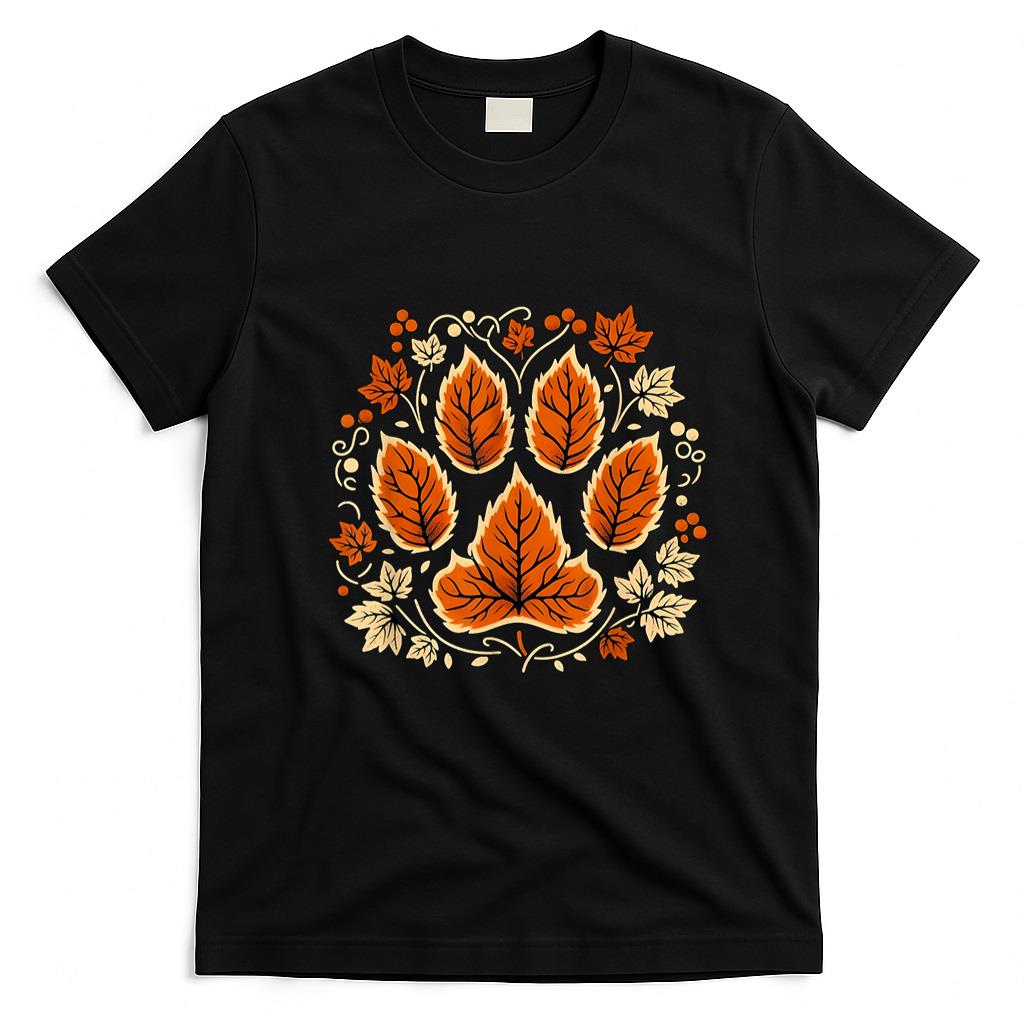 Pet Mom Halloween Shirt - Fall Autumn Leaf Dog Paw Print Pets Puppy Owner Dogs Lover T-Shirt