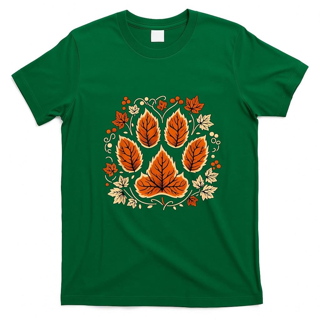 Pet Mom Halloween Shirt - Fall Autumn Leaf Dog Paw Print Pets Puppy Owner Dogs Lover T-Shirt