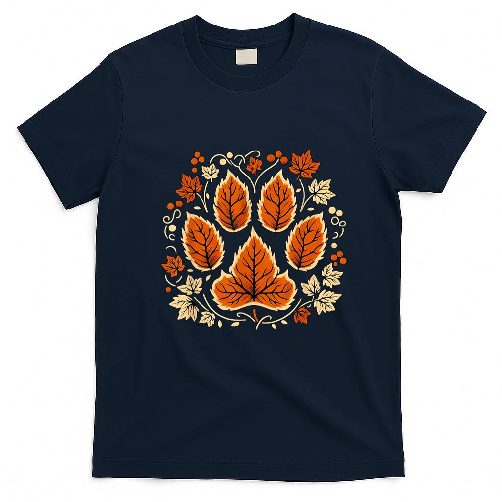 Pet Mom Halloween Shirt - Fall Autumn Leaf Dog Paw Print Pets Puppy Owner Dogs Lover T-Shirt