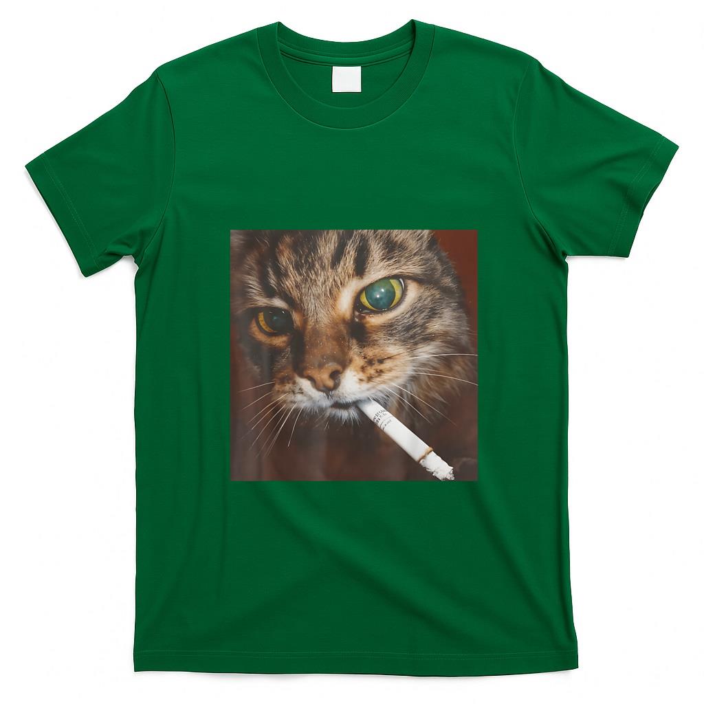 Funny Tees - Funny Smoking Cat, Cigarette Kitty Gen Z Meme, Cat Lover T-Shirt