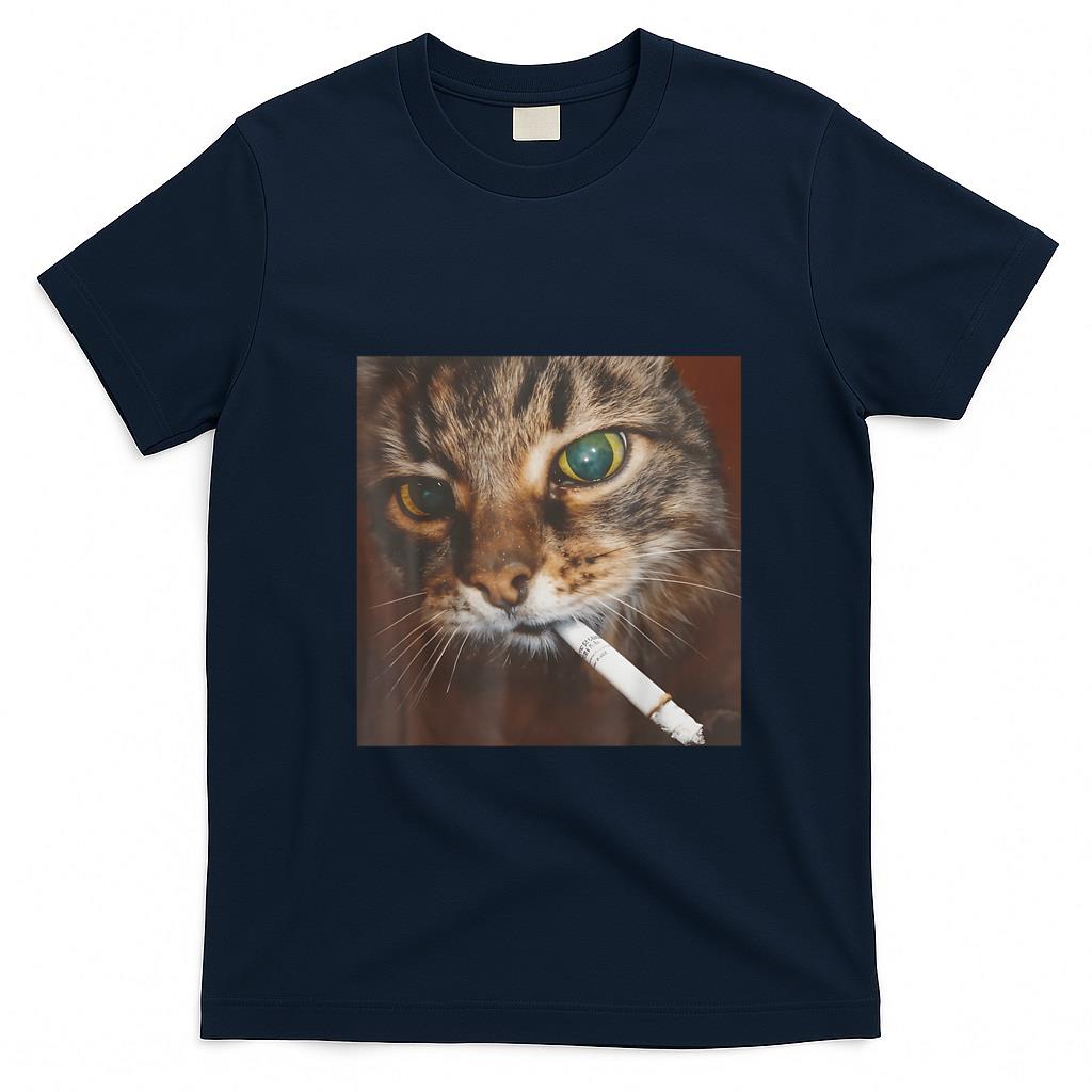Funny Tees - Funny Smoking Cat, Cigarette Kitty Gen Z Meme, Cat Lover T-Shirt