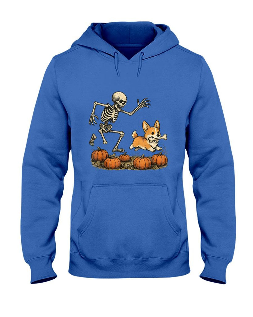 Pet Mom Halloween Shirt - Funny Skeleton Chasing Corgi Halloween Dog Mom Pet Lover T-Shirt_6