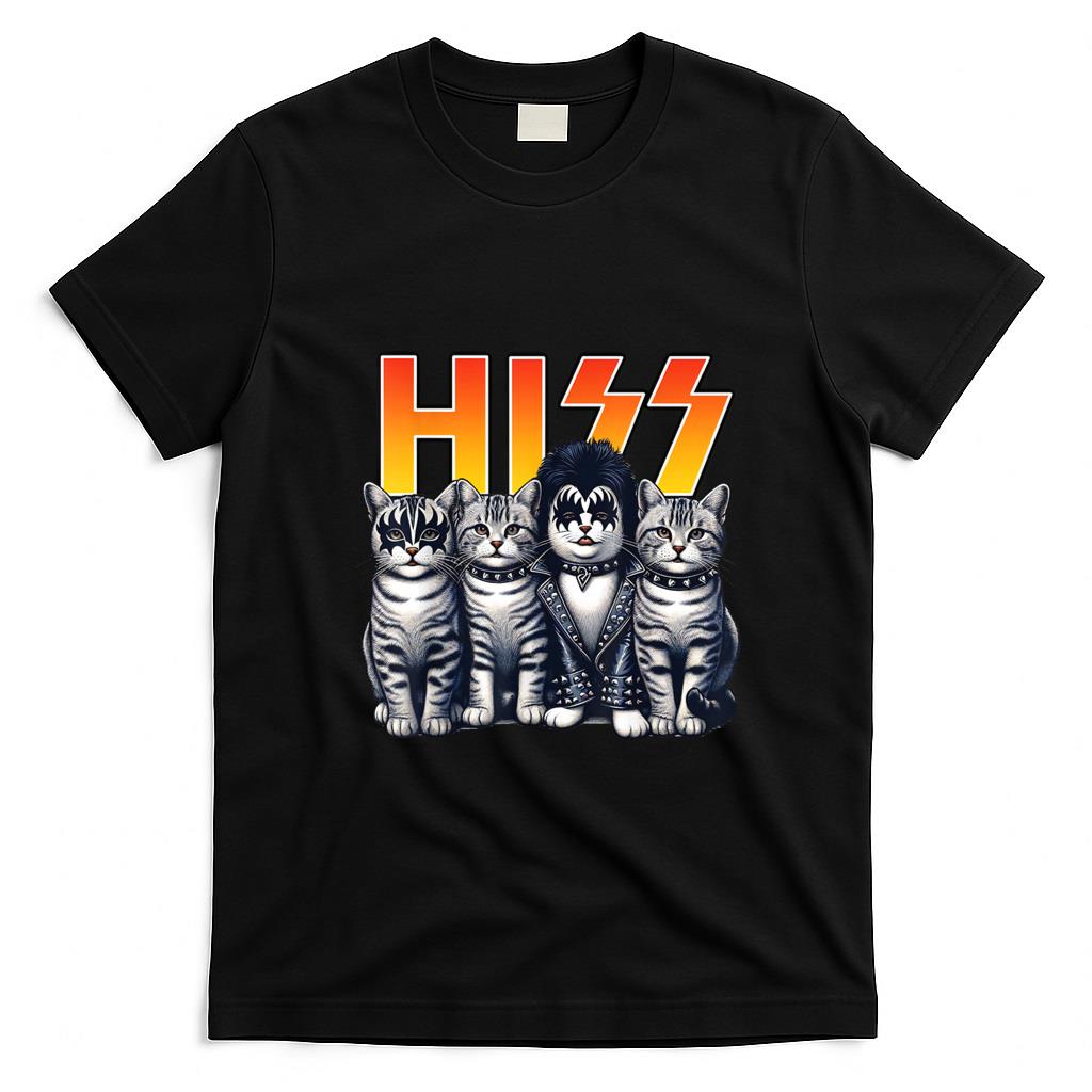 Funny Tees - Cute Hiss Cats Rock Kittens Kitty Rocking Music Cat Lovers T-Shirt