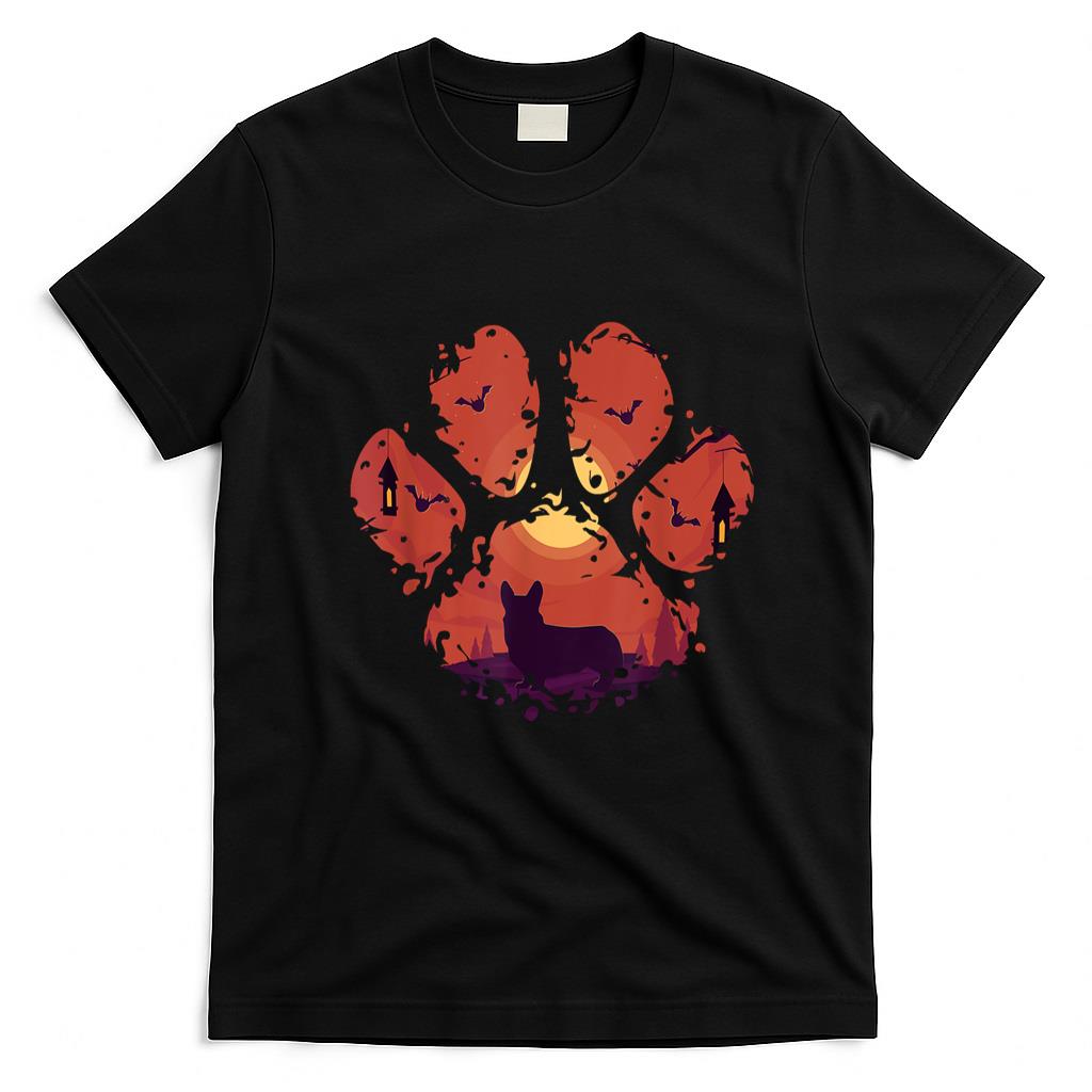 Pet Mom Halloween Shirt - Paw Corgi Halloween Spooky Dog Mom Dad Men Women T-Shirt