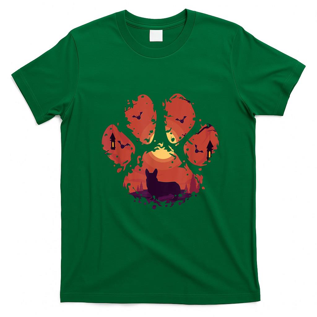Pet Mom Halloween Shirt - Paw Corgi Halloween Spooky Dog Mom Dad Men Women T-Shirt