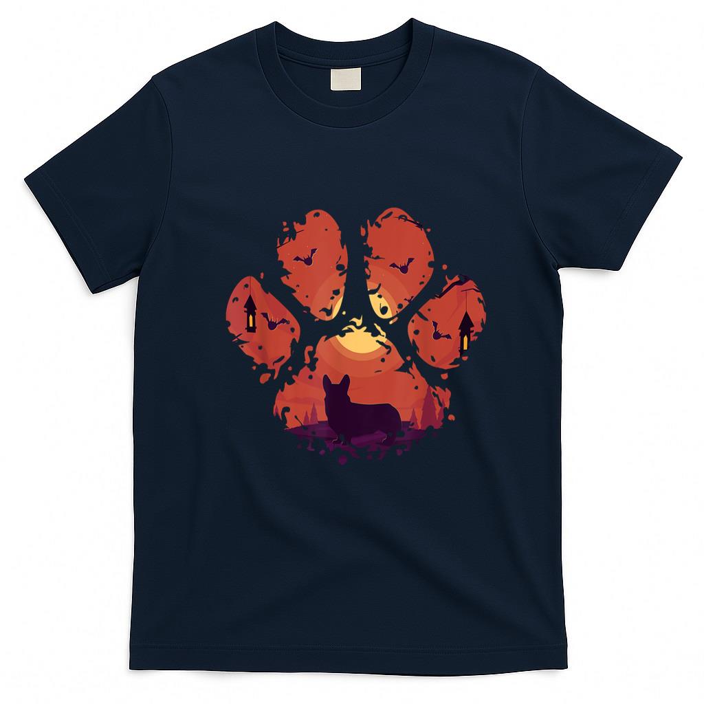 Pet Mom Halloween Shirt - Paw Corgi Halloween Spooky Dog Mom Dad Men Women T-Shirt