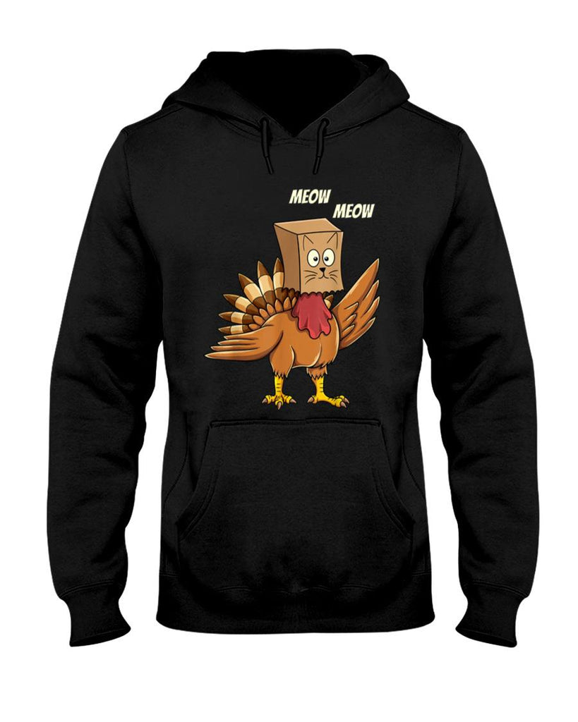 Thanksgiving Turkey Cat Meow Funny Men Women Thanksgiving T-Shirt