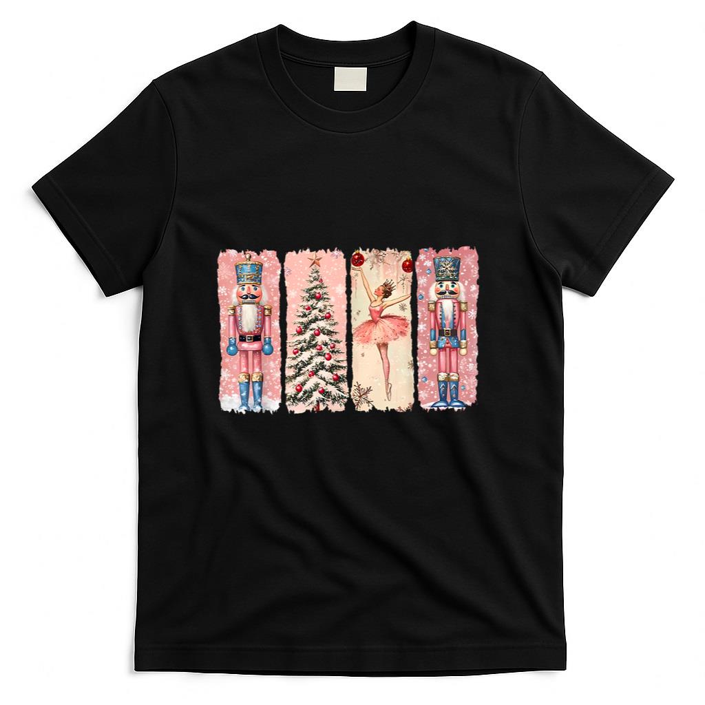 Retro Nutcracker Ballet Pink Christmas Xmas Vibes Women Kids T-Shirt