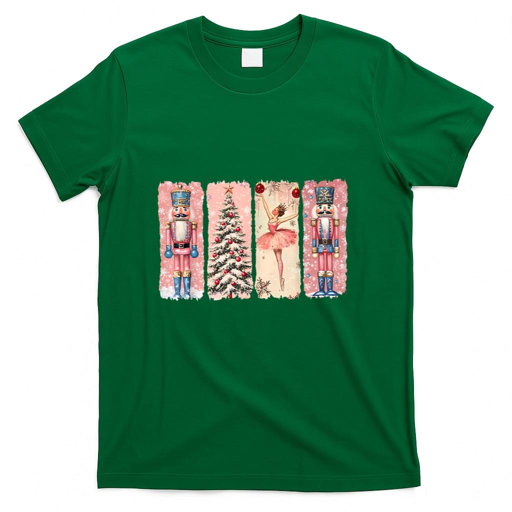 Retro Nutcracker Ballet Pink Christmas Xmas Vibes Women Kids T-Shirt