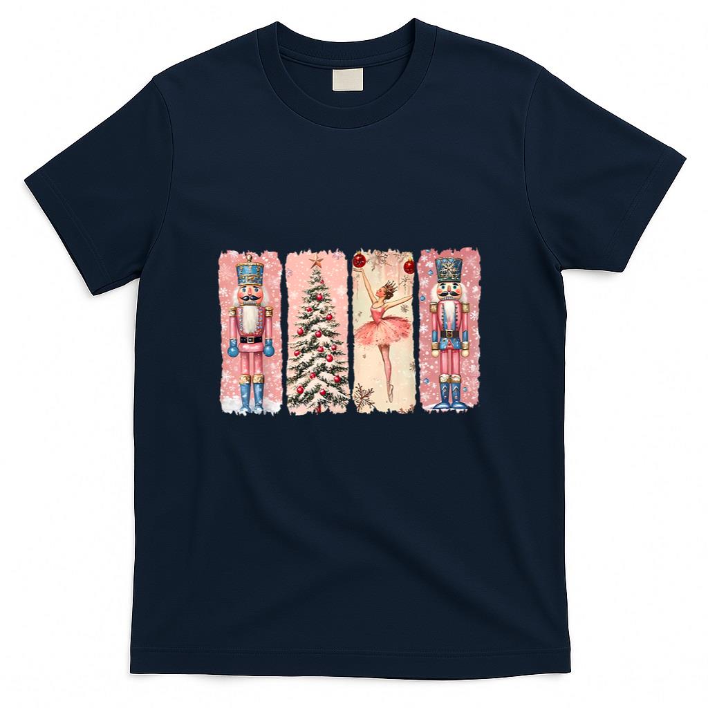 Retro Nutcracker Ballet Pink Christmas Xmas Vibes Women Kids T-Shirt