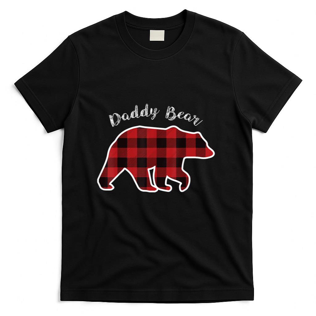 Daddy BEAR Men Red Plaid Christmas Pajama Family Dad Gift T-Shirt