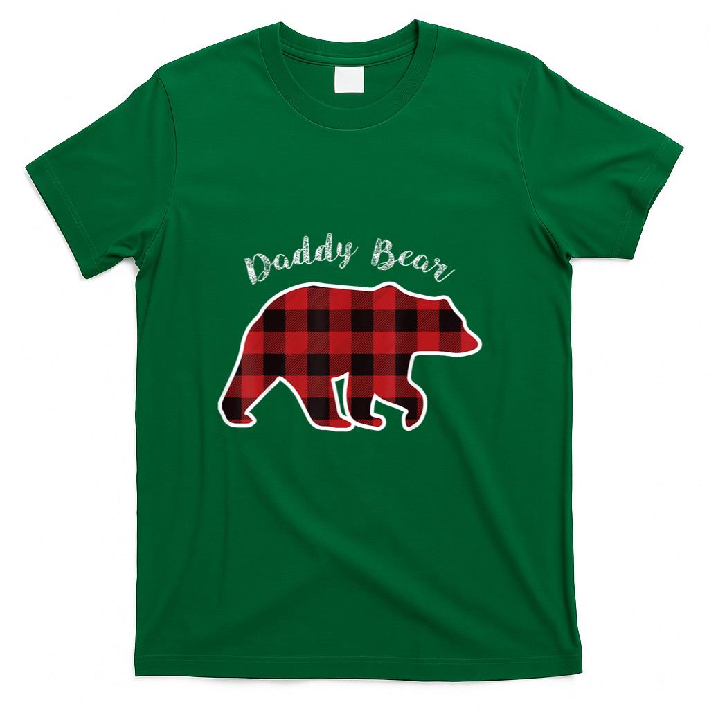 Daddy BEAR Men Red Plaid Christmas Pajama Family Dad Gift T-Shirt