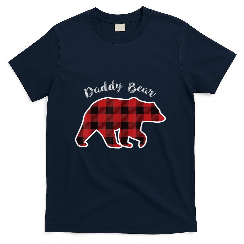 Daddy BEAR Men Red Plaid Christmas Pajama Family Dad Gift T-Shirt
