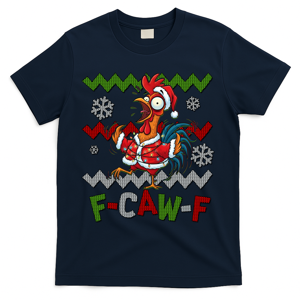 Ugly Christmas Sweater F CAW F Chicken Rooster T-Shirt