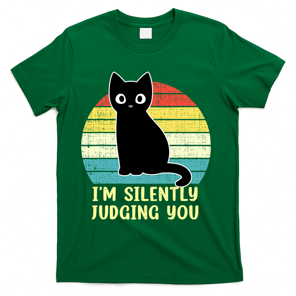 Funny Black Cat I'm Silently Judging You Retro Vintage T-Shirt