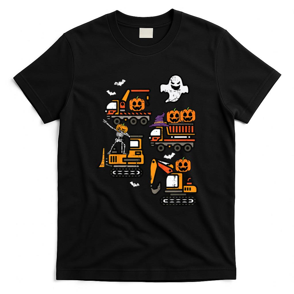 Halloween Shirt - Kids Spooky Construction Trucks Halloween Costume Toddler Boys T-Shirt