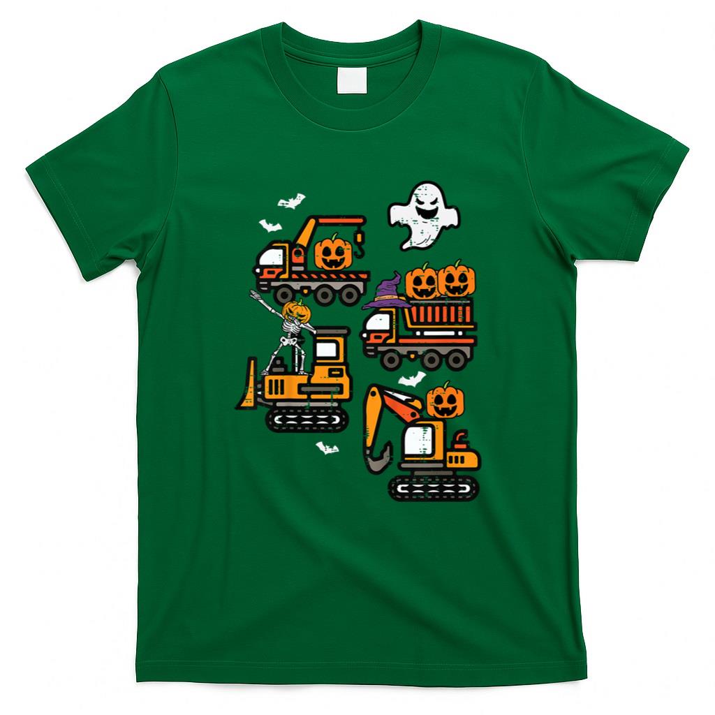 Halloween Shirt - Kids Spooky Construction Trucks Halloween Costume Toddler Boys T-Shirt