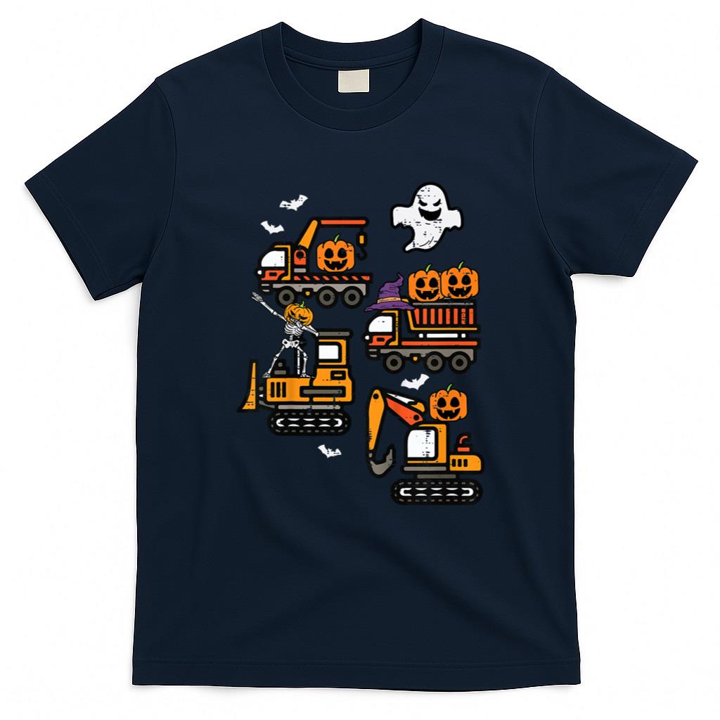 Halloween Shirt - Kids Spooky Construction Trucks Halloween Costume Toddler Boys T-Shirt