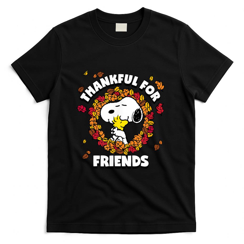 Peanuts - Snoopy Woodstock Thankful For Friends Leaf Circle T-Shirt