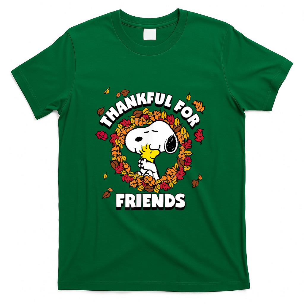 Peanuts - Snoopy Woodstock Thankful For Friends Leaf Circle T-Shirt
